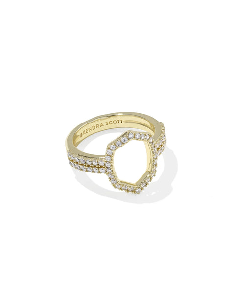 Daphne Pave Cocktail Ring in Gold White CZ