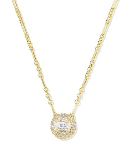 Bella Short Pendent Necklace in Gold White