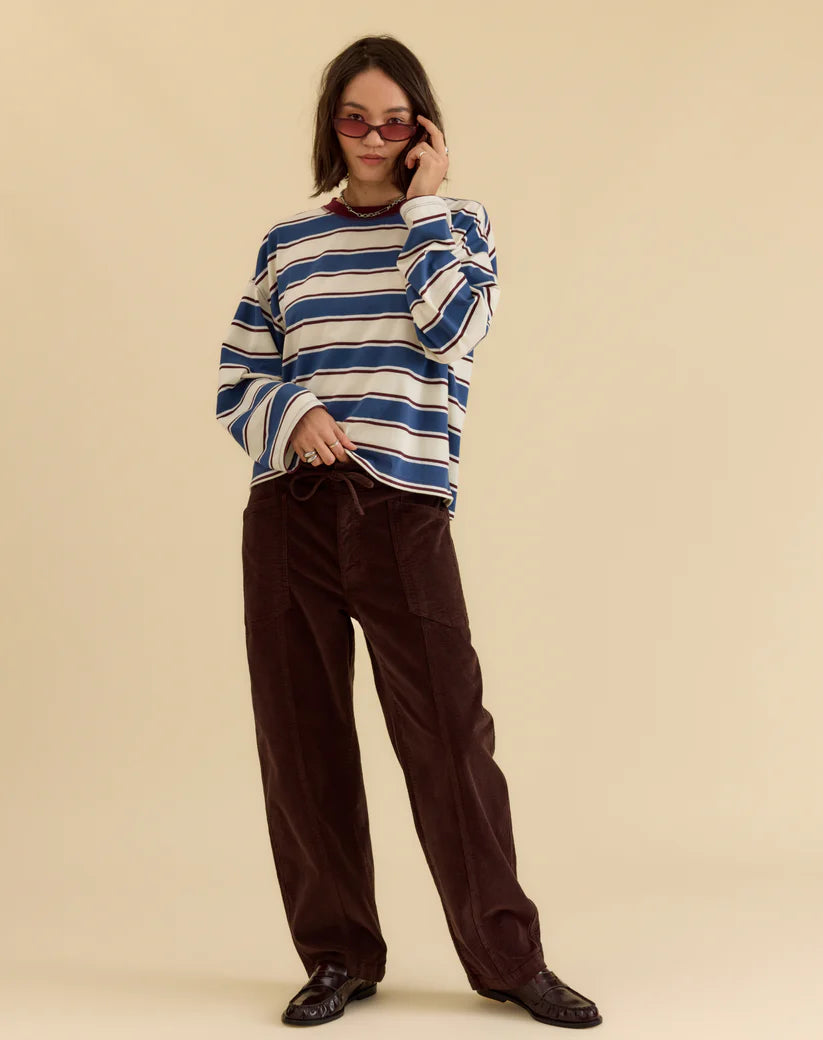 DAZE // Villa Drawstring Barrel Leg Pant in Chocolate