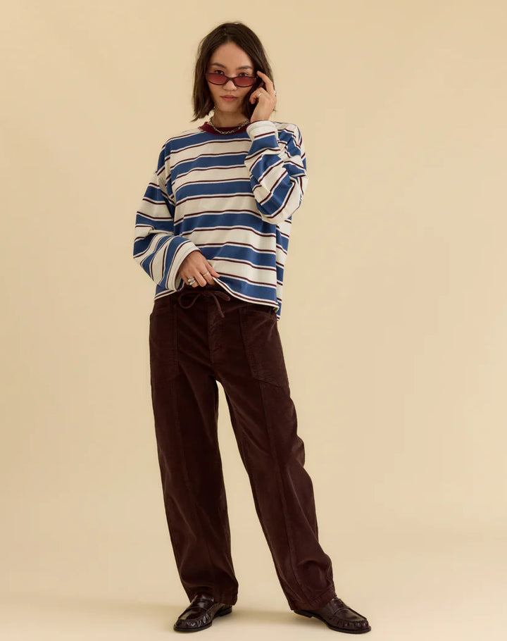 DAZE // Villa Drawstring Barrel Leg Pant in Chocolate