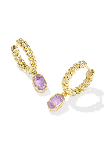 Emilie Gold Huggie Earrings - Purple Amethyst