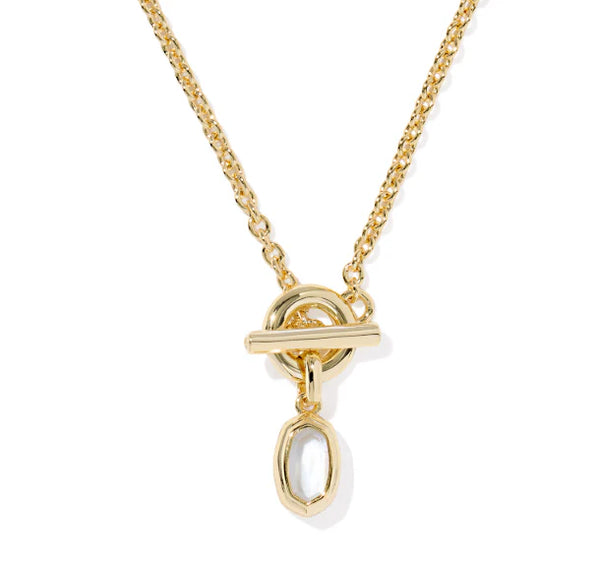 Mini Elisa Toggle Necklace Gold- Ivory