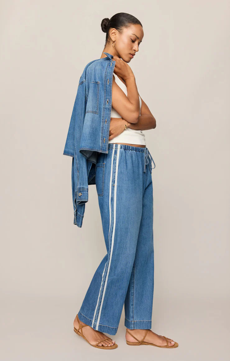 The Sidelines Denim Track Pant in Dreamstate