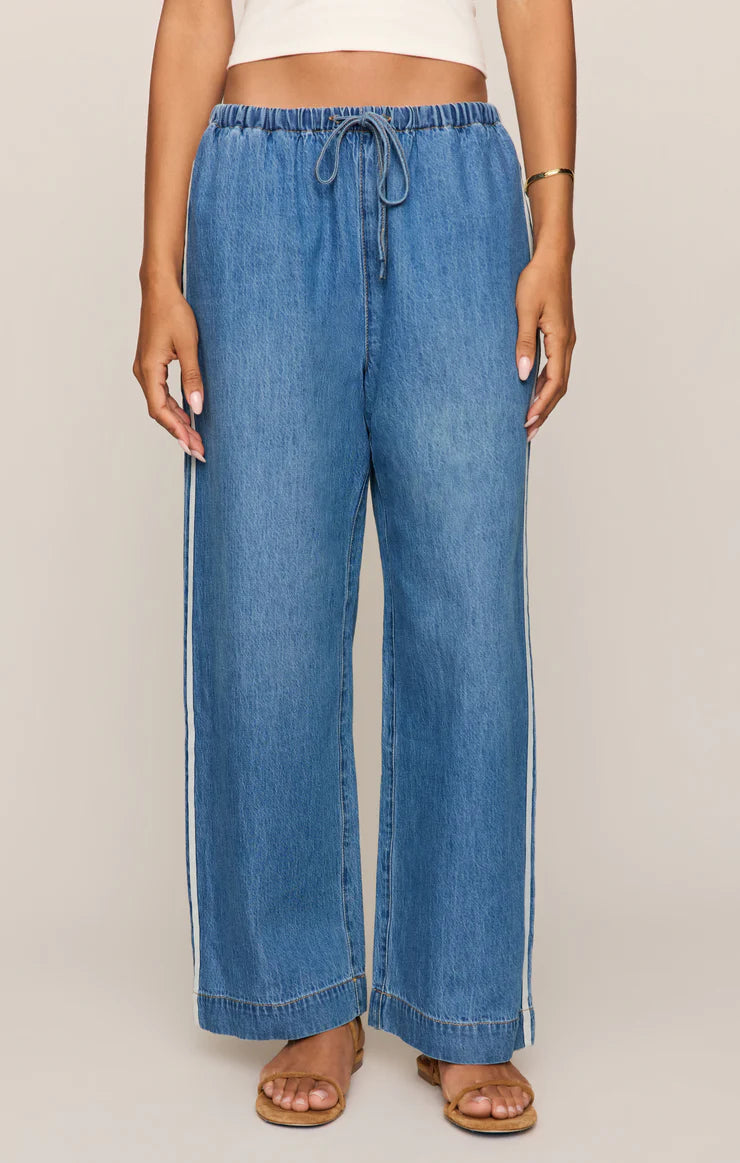 The Sidelines Denim Track Pant in Dreamstate