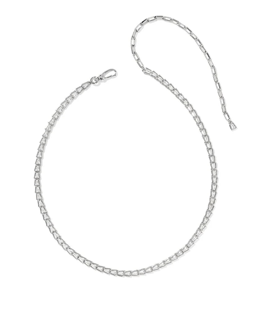 Bella Tennis Necklace - Silver White