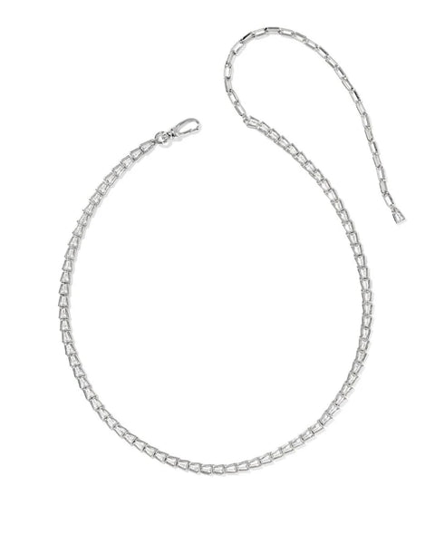 Bella Tennis Necklace - Silver White