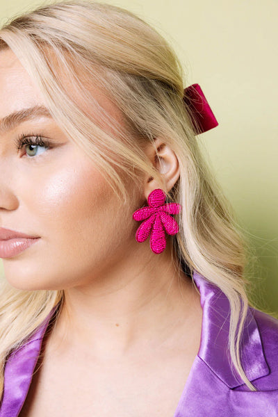 HELLO EDIE // Beaded Fan Earring PINK
