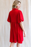 Crimson Collar Dress