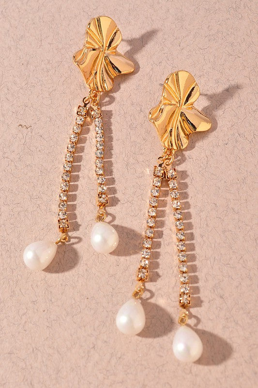 Abstract Dangle Pearl Earrings