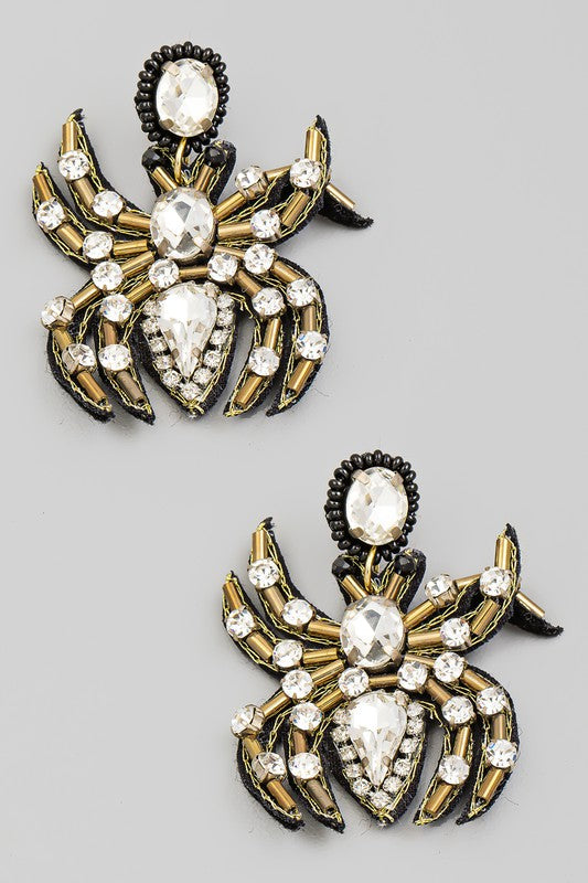 Rhinestone Spider Earrings