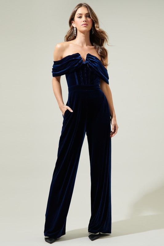 Navy Velvet Jumpsuit